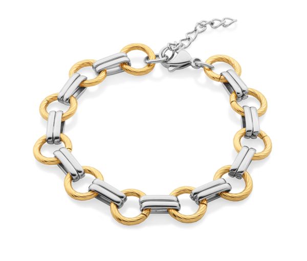 BRACELET ACIER/PVD OR 7+1.25